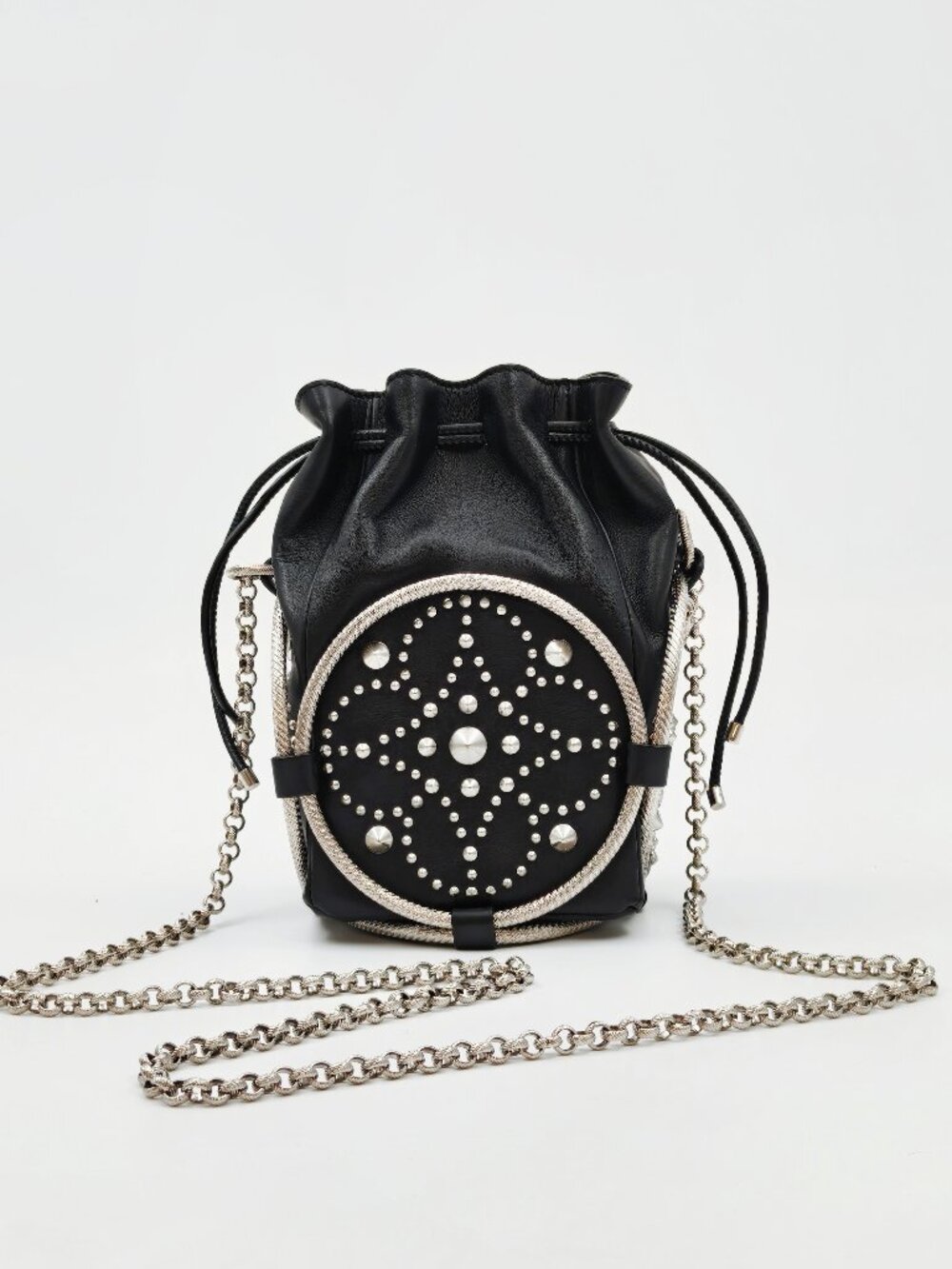 Rare Limited Edition Alexander McQueen Studded Leather Bucket Bag Black Chain